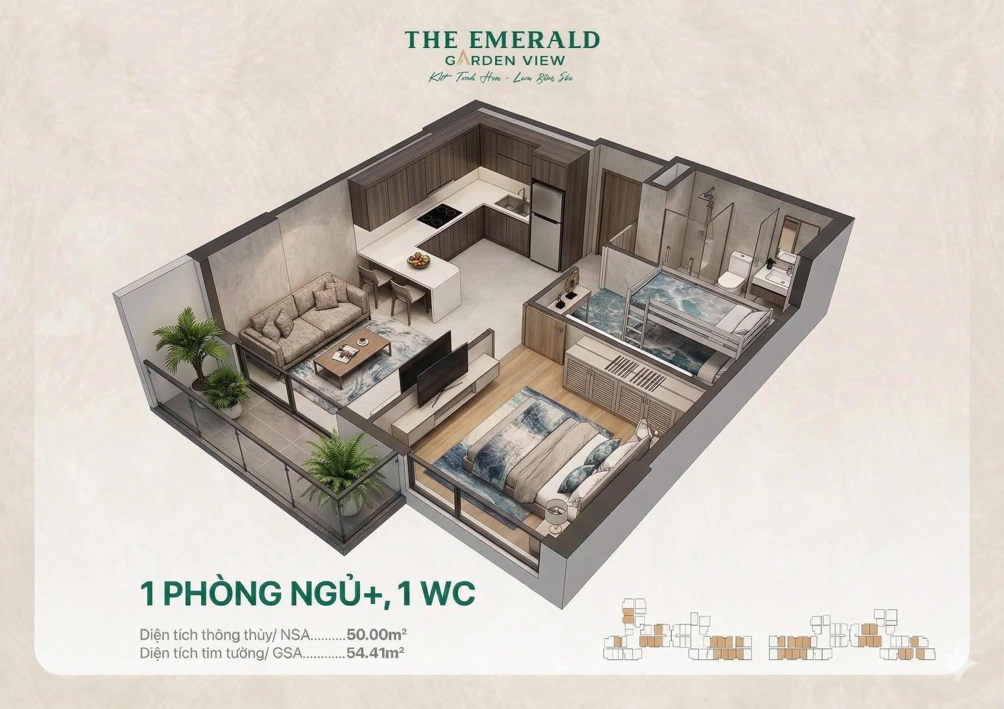 Layout căn hộ 1PN+