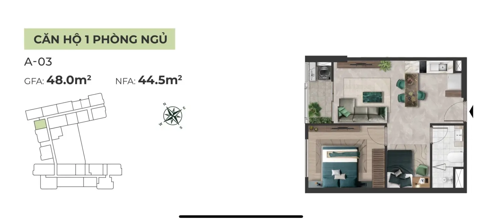 Layout căn hộ The Emerald River Park